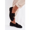 Dámske mokasíny so strapcami a korálky čierne teressa / 9772 BLACK (Veľkosť 36)