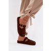 Dámske mules s pásky a zlatým remienkom čokoládovo hnedé ganelle / 9771 BROWN (Veľkosť 36)