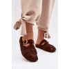 Dámske mules s pásky a zlatým remienkom čokoládovo hnedé ganelle / 9771 BROWN (Veľkosť 36)