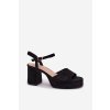 Dámske Sandále na podpätku z eco semišu čierne iserelle / 2839 BLACK (Veľkosť 36)