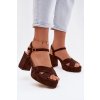 Dámske Sandále na podpätku čokoládovo hnedé janelia / 2838 BROWN (Veľkosť 36)
