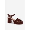 Dámske Sandále na podpätku čokoládovo hnedé janelia / 2838 BROWN (Veľkosť 36)