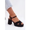 Dámske Sandále na podpätku čierne janelia / 2838 BLACK (Veľkosť 36)