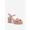 Dámske Sandále na podpätku béžove janelia / 2838 KHAKI (Veľkosť 36)