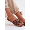 Dámske ploché papuče s ozdobným detailom z eco semišu s leopardím vzorem selavine / 9816 LEO (Veľkosť 36)