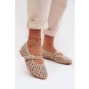 Dámske baleríny s krajkovým vzorem s kamínky a s remienkom bežowe wilvessa / 9780 KHAKI (Veľkosť 36)