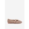 Dámske baleríny s krajkovým vzorem s kamínky a s remienkom bežowe wilvessa / 9780 KHAKI (Veľkosť 36)
