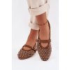 Dámske baleríny s otevřeným vzorem s kamínky a remienkom hnedé wilvessa / 9780 MOKA (Veľkosť 36)