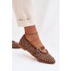 Dámske baleríny s otevřeným vzorem s kamínky a remienkom hnedé wilvessa / 9780 MOKA (Veľkosť 36)