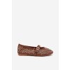 Dámske baleríny s otevřeným vzorem s kamínky a remienkom hnedé wilvessa / 9780 MOKA (Veľkosť 36)