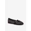 Dámske baleríny s krajkovým vzorem s kamínky a remienkom čierne wilvessa / 9780 BLACK (Veľkosť 36)