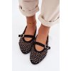 Dámske baleríny s krajkovým vzorem s kamínky a remienkom čierne wilvessa / 9780 BLACK (Veľkosť 36)