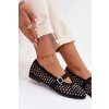 Dámske baleríny s krajkovým vzorem s kamínky a remienkom čierne wilvessa / 9780 BLACK (Veľkosť 36)
