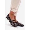 Dámske baleríny s krajkovým vzorem s kamínky a remienkom čierne wilvessa / 9780 BLACK (Veľkosť 36)