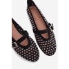 Dámske baleríny s krajkovým vzorem s kamínky a remienkom čierne wilvessa / 9780 BLACK (Veľkosť 36)