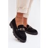 Dámske mokasíny so zlatým remienkom čierne mirelva / 1896 BLACK (Veľkosť 36)