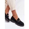Dámske mokasíny so zlatým remienkom čierne mirelva / 1896 BLACK (Veľkosť 36)