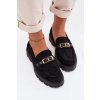Dámske mokasíny so zlatým remienkom čierne mirelva / 1896 BLACK (Veľkosť 36)