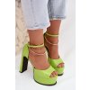 Lakované Dámske Sandále na podpätku a platforme zelené horvia / JA-35 L-GREEN (Veľkosť 36)