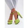 Lakované Dámske Sandále na podpätku a platforme zelené horvia / JA-35 L-GREEN (Veľkosť 36)
