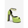 Lakované Dámske Sandále na podpätku a platforme zelené horvia / JA-35 L-GREEN (Veľkosť 36)