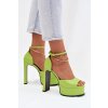 Lakované Dámske Sandále na podpätku a platforme zelené horvia / JA-35 L-GREEN (Veľkosť 36)
