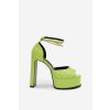 Lakované Dámske Sandále na podpätku a platforme zelené horvia / JA-35 L-GREEN (Veľkosť 36)