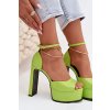 Lakované Dámske Sandále na podpätku a platforme zelené horvia / JA-35 L-GREEN (Veľkosť 36)