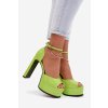 Lakované Dámske Sandále na podpätku a platforme zelené horvia / JA-35 L-GREEN (Veľkosť 36)