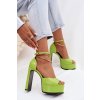 Lakované Dámske Sandále na podpätku a platforme zelené horvia / JA-35 L-GREEN (Veľkosť 36)