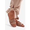 Dámske ploché papuče s pásky tmavo béžove pavelle / D-012 KHAKI (Veľkosť 36)