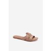 Dámske ploché papuče s pásky tmavo béžove pavelle / D-012 KHAKI (Veľkosť 36)