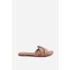 Dámske ploché papuče s pásky tmavo béžove pavelle / D-012 KHAKI (Veľkosť 36)