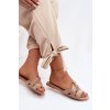Dámske ploché papuče s pásky tmavo béžove pavelle / D-012 KHAKI (Veľkosť 36)