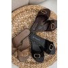 Dámske papuče na ploché podrážce se zlatou sponou čokoládovo hnedé selivelle / BDLY9957 BROWN (Veľkosť 36)