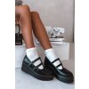 Dámske polobotky na platforme s pásky čierne jesivelle / BXJ9557 BLACK (Veľkosť 37)