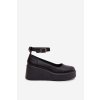 Dámske polobotky na platforme s remienkom čierne belvissa / BXJ9556 BLACK (Veľkosť 36)