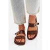 Dámske papuče s zlatým sponou hnedé fiorisse / LS-168 BROWN (Veľkosť 36)