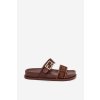 Dámske papuče s zlatým sponou hnedé fiorisse / LS-168 BROWN (Veľkosť 36)