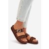 Dámske papuče s zlatým sponou hnedé fiorisse / LS-168 BROWN (Veľkosť 36)