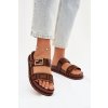 Dámske papuče s zlatým sponou hnedé fiorisse / LS-168 BROWN (Veľkosť 36)