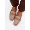 Mokasiny loafersy Dámske s ozdobným prvkom béžove evelora / H8-515 KHAKI (Veľkosť 38)