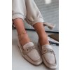 Mokasiny loafersy Dámske s ozdobným prvkom béžove evelora / H8-515 KHAKI (Veľkosť 38)