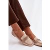 Mokasiny loafersy Dámske s ozdobným prvkom béžove evelora / H8-515 KHAKI (Veľkosť 38)