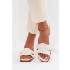 Dámske ploché papuče s bílými pásky marissae / CD377 WHITE (Veľkosť 38)