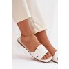 Dámske ploché papuče s bílými pásky marissae / CD377 WHITE (Veľkosť 38)