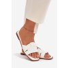 Dámske ploché papuče s bílými pásky marissae / CD377 WHITE (Veľkosť 38)
