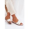 Dámske ploché papuče s bílými pásky marissae / CD377 WHITE (Veľkosť 36)