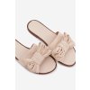 Dámske papuče na ploché podešvi s mašľou béžove amivelle / M41 BEIGE (Veľkosť 36)