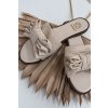 Dámske papuče na ploché podešvi s mašľou béžove amivelle / M41 BEIGE (Veľkosť 36)